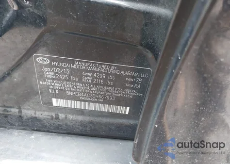 2013 Hyundai Sonata Gls from USA, damaged, VIN 5NPEB4AC3DH667993